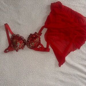 Elegant Red Bellydance Bra